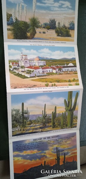 Old letter envelope 1957 Arizona Leporello 9 x 2 sided landscape and still life lithographs paper rarity
