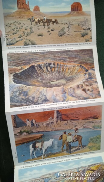 Régi levélboríték 1957 Arizona leporelló 9 x 2 oldalú tájkép és életkép litográfiák papírritkaság