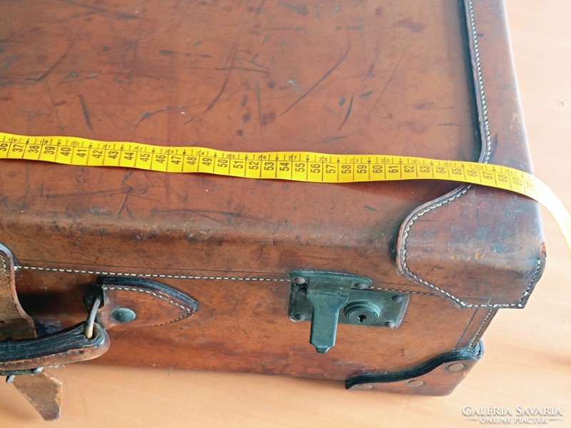 Leather travel suitcase