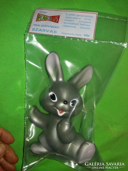 Retro Hungarian tobacconist bazaar goods unopened packaged plastolus rubber rabbit toy 16cm according to the pictures