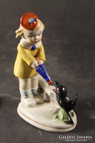 German porcelain little girl with a bird 975