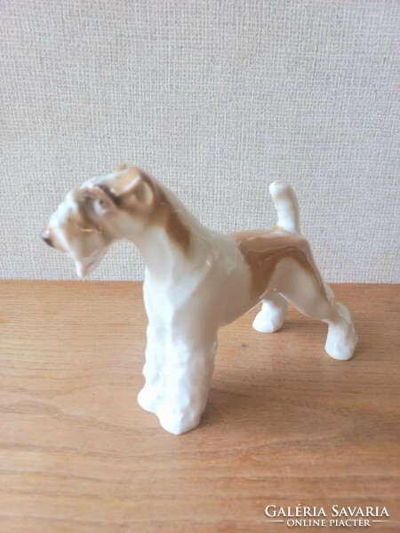 Retro Russian Lomonosov porcelain fox terrier dog