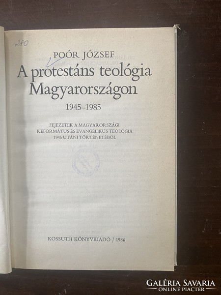 József Poór: Protestant theology in Hungary 1945-1985