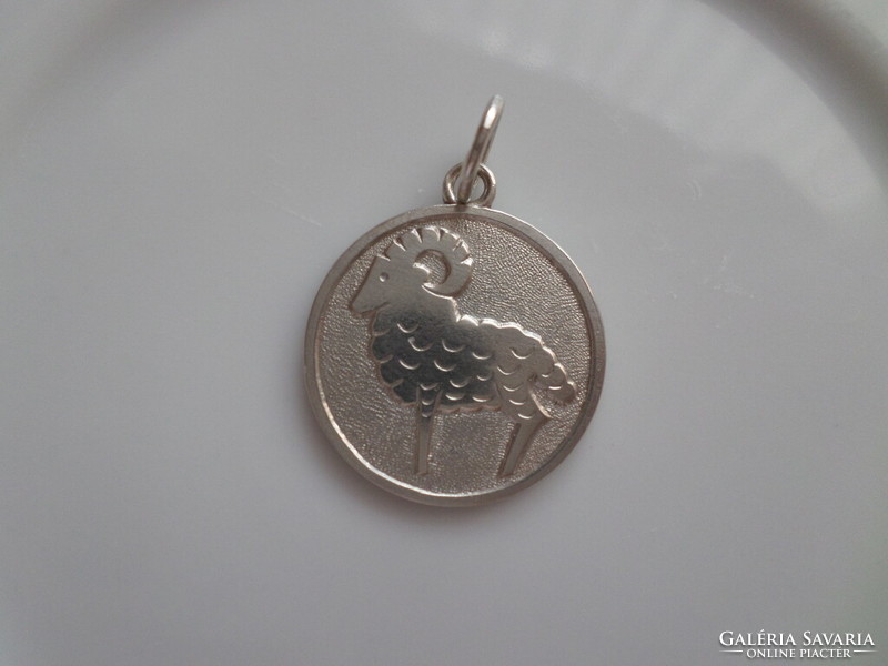 Silver Aries horoscope pendant