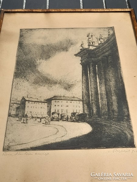 A rare copperplate engraving by Agost Bajor (1892 - 1958).