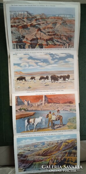 Régi levélboríték 1957 Arizona leporelló 9 x 2 oldalú tájkép és életkép litográfiák papírritkaság