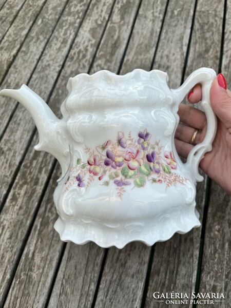 Beautiful old tea pot with violets
