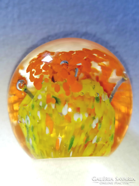 Decorative orange glass table decoration, leaf weight.