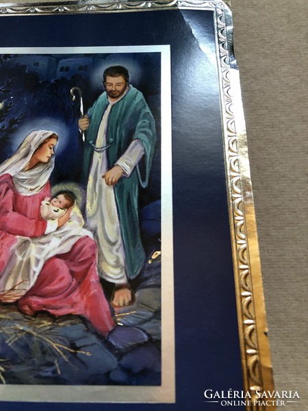 Régi, ezüstözött Karácsonyi képeslap, üdvözlőlap -  Alan Lathwell kép         -  nagy méretű !!