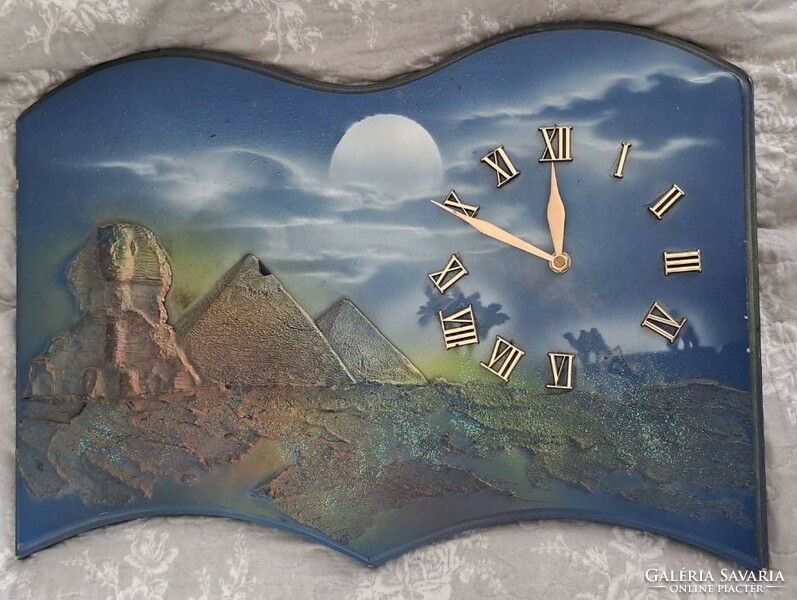Large Egyptian wall picture, clock picture.