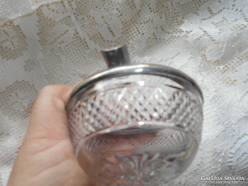 Antique marked lead crystal bowl with silver rim