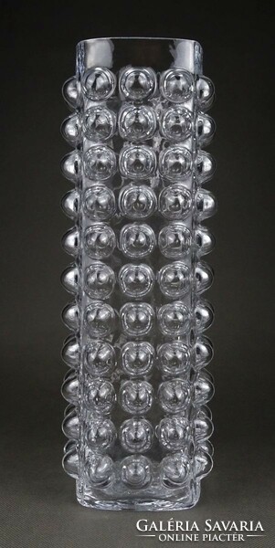 1L317 Régi bütykös művészi üveg váza 30 cm