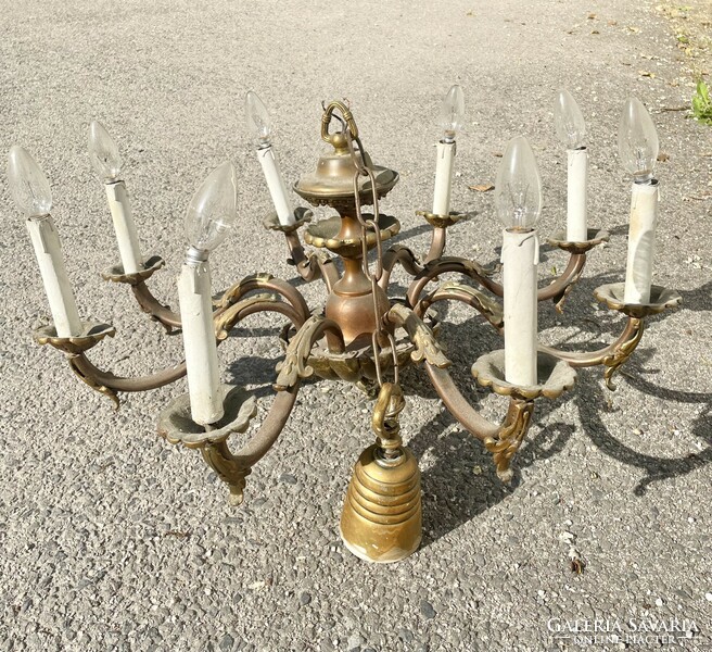 Eight-piece Flemish bronze chandelier for sale!