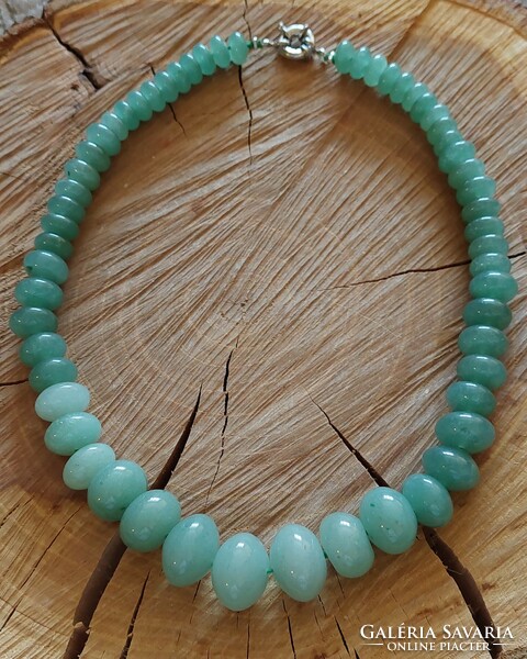 Large aventurine necklace of growing rondell beads
