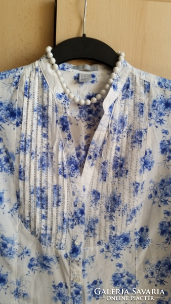 H&m flower print size 36, slim fit, long sleeve shirt, blouse