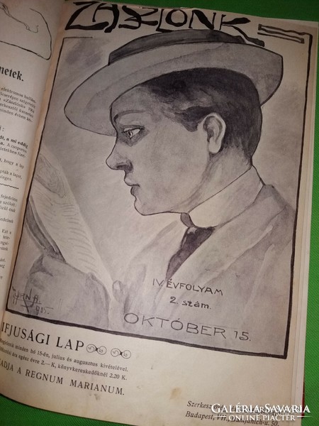 Antik ZÁSZLÓNK 1905 - 1906 cserkész ifjúsági lap, IV.TELJES ÉVFOLYAM KÖNYVBE kötve képek szerint