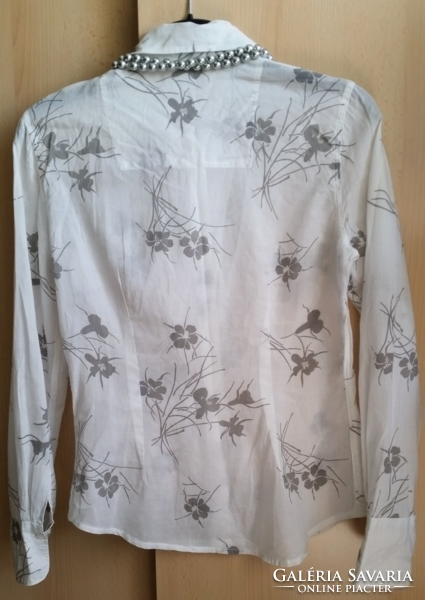 H&m flower print size 34, slim fit, long sleeve shirt, blouse