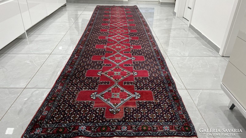 3467 Iranian senneh hand knotted wool Persian running rug 93x383cm free courier