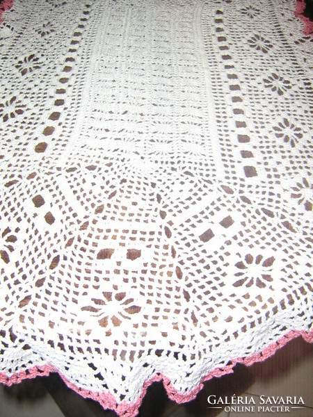 Beautiful hand-crocheted 4-piece tablecloth set