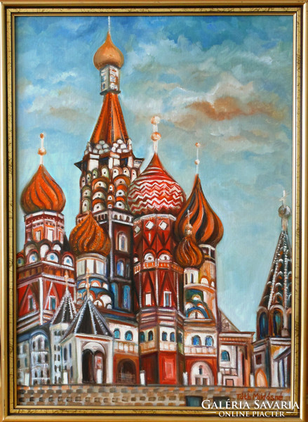 Vasilij Blazenny Cathedral - oil painting for sale (work of art teacher Miklós Tóth)