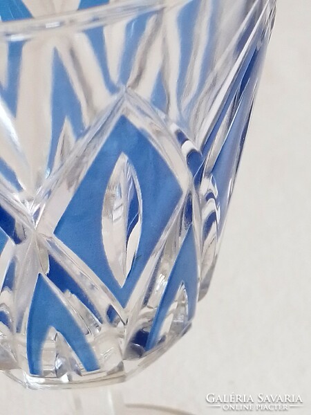 Régi kék vintage francia Reims kristály üveg boros pezsgős kehely pohár 1 dl Hibátlan