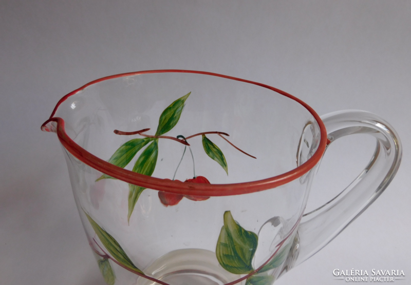 Gorgeous cherry hand-painted glass jug 1.5 Liter