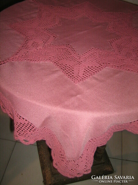 Beautiful handmade crochet tablecloth and crocheted mauve tablecloth