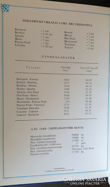 MALÉV - Útvonal tájékoztató 1984 - Losonczi Pál