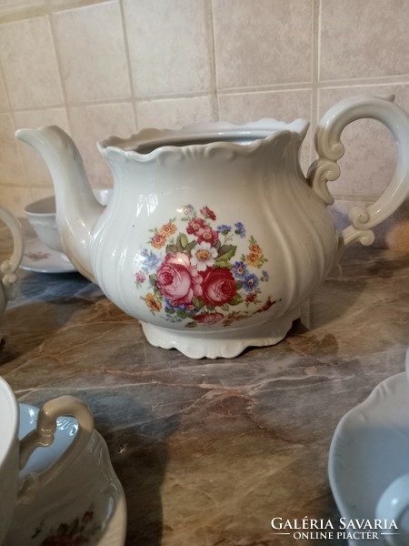 Antique Zsolnay baroque floral tea set
