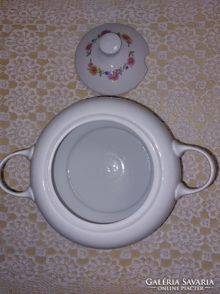 Alföldi szalmavirágos porcelán leveses tál, asztalközép