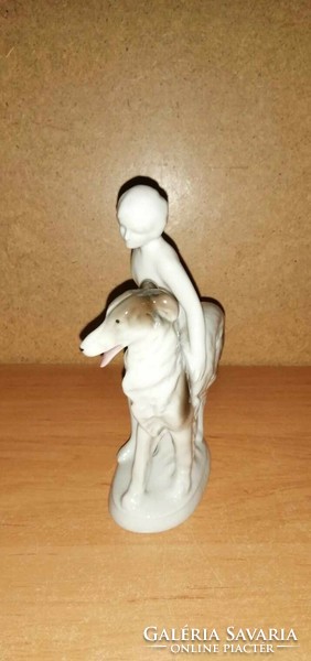 Fasold & stauch porcelain figurine of a naked girl with a Russian greyhound