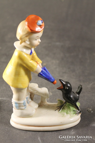 German porcelain little girl with a bird 975