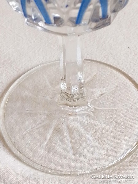 Régi kék vintage francia Reims kristály üveg boros pezsgős kehely pohár 1 dl Hibátlan