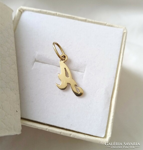 The letter A, 14k gold pendant