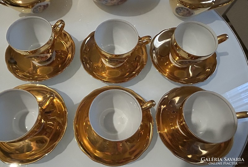 Moritz Zdekauer Altrohlau Csehszlovák aranyozott porcelán teáskészlet