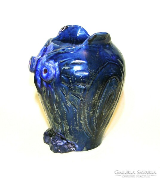 Bagoly váza - Nagyné Molnár Zsuzsanna keramikus munkája - 17 cm
