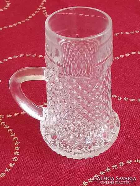 5 darabos régi retro vintage füles likőrös üveg kupica pohár készlet osztrák Oberglass