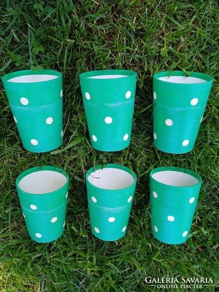 Retró 6db-os pöttyös óvodai műanyag pohár csomag (zöld)