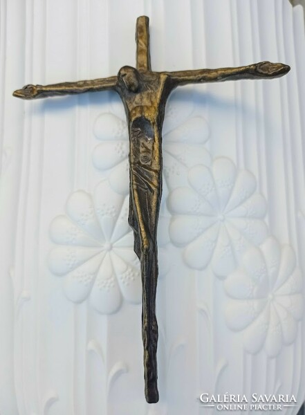 Rare! Erwin huber marked bronze crucifix 1981