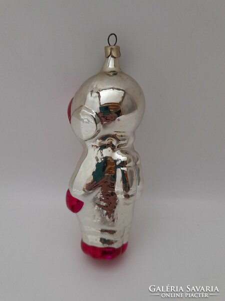 Retró üveg karácsonyfa dísz, szovjet űrhajós, Gagarin. 11 cm