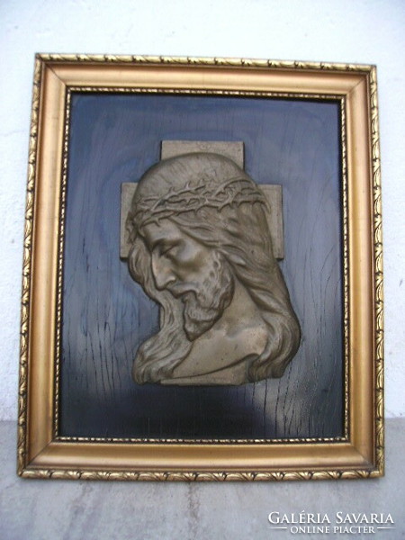 Portrait of Jesus, bronze plaque