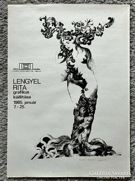 Lengyel Rita festőművész Kiállítási Plakát 1985 Dedikált