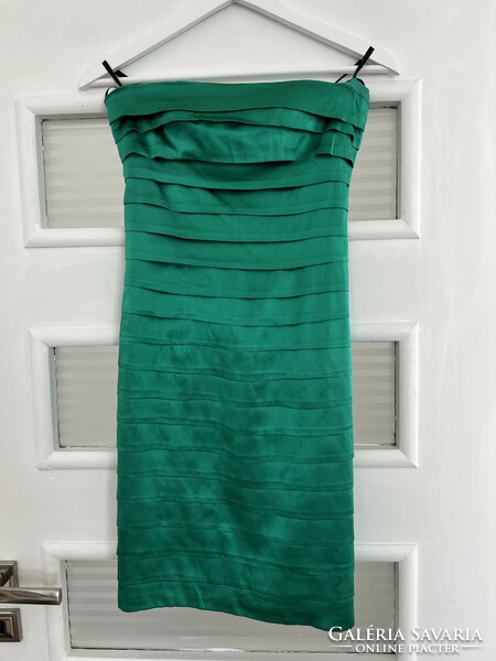 Különleges zöld színű selyem koktélruha, miniruha
