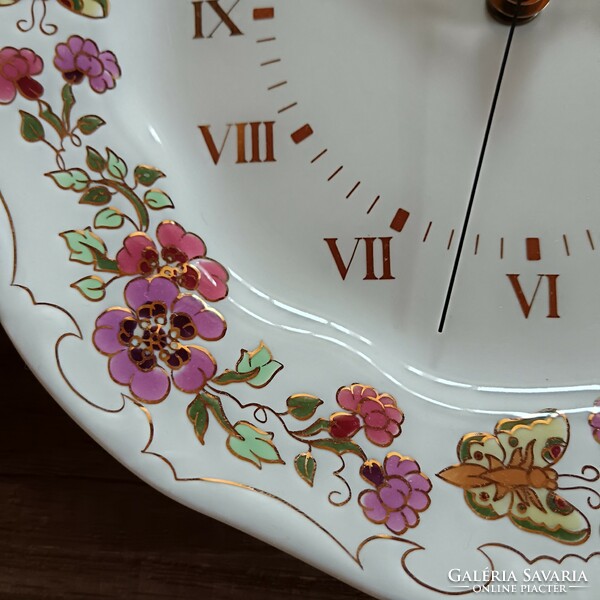 Zsolnay butterfly pattern wall clock