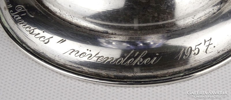 1Q942 1957-es jelzett ezüst talpas kristály váza 25.5 cm