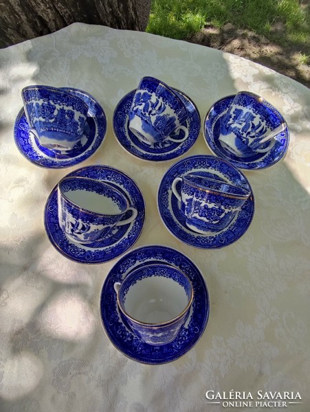 Antique English faience tea cup set for 6 people