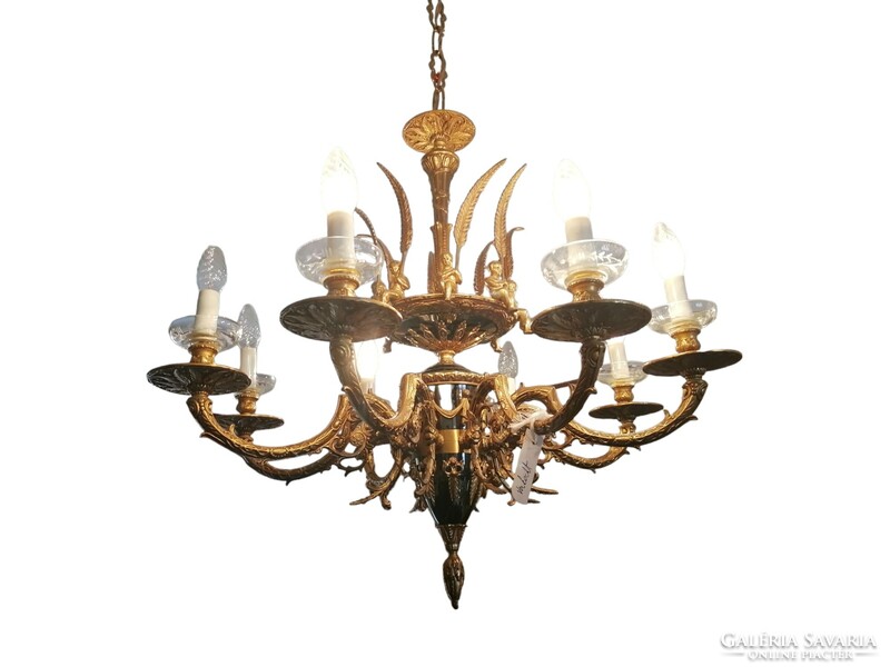 Antique copper chandelier with 8 arms, neo empire style