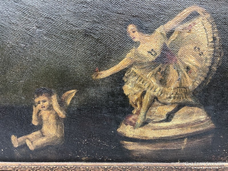 Antique angelic putto painting.