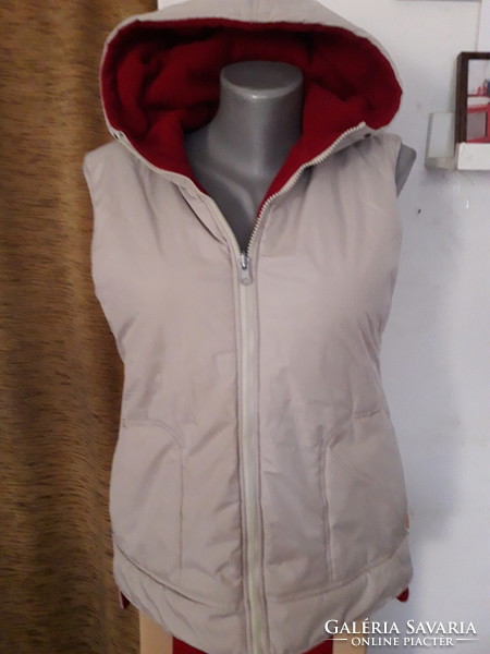 C. F. Club beige thick winter 2-sided zip hooded vest m- new