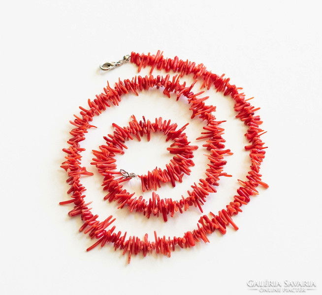 Vörös korall nyaklánc - nyakék, ékszer (60 cm)